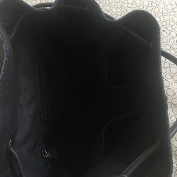 SOLD Coach Book Bag Purse Backpack Leather & Denim - Picture 6 of 8